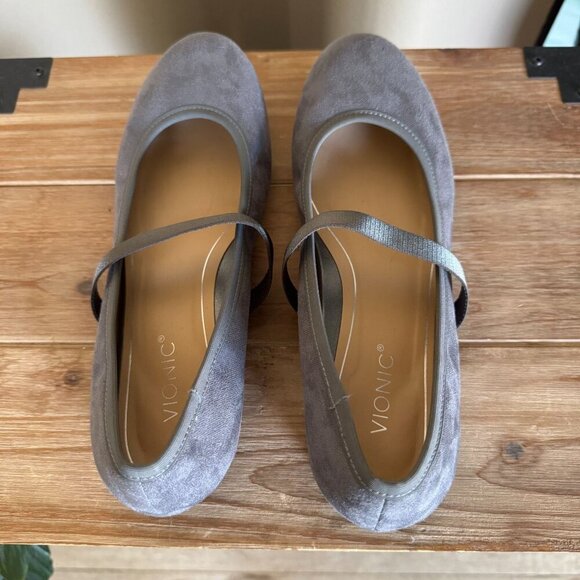 Vionic Joseline Silver Putter Shimmer Mary Jane Ballet Flat Shoes Size 8 - Picture 9 of 16